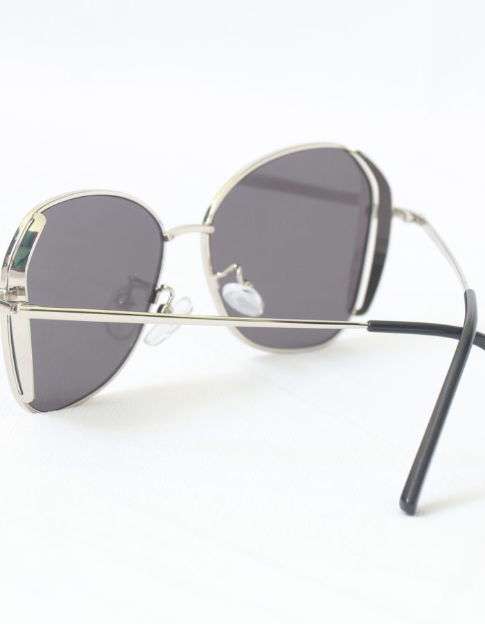 Silver Angular Cat Eye Short Sunglasses