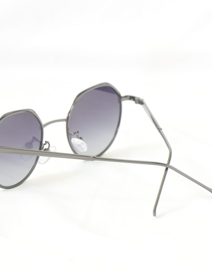 Angular Round Gun Metal Grey Sunglasses